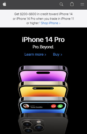 Apple's homepage—a model of simplicity